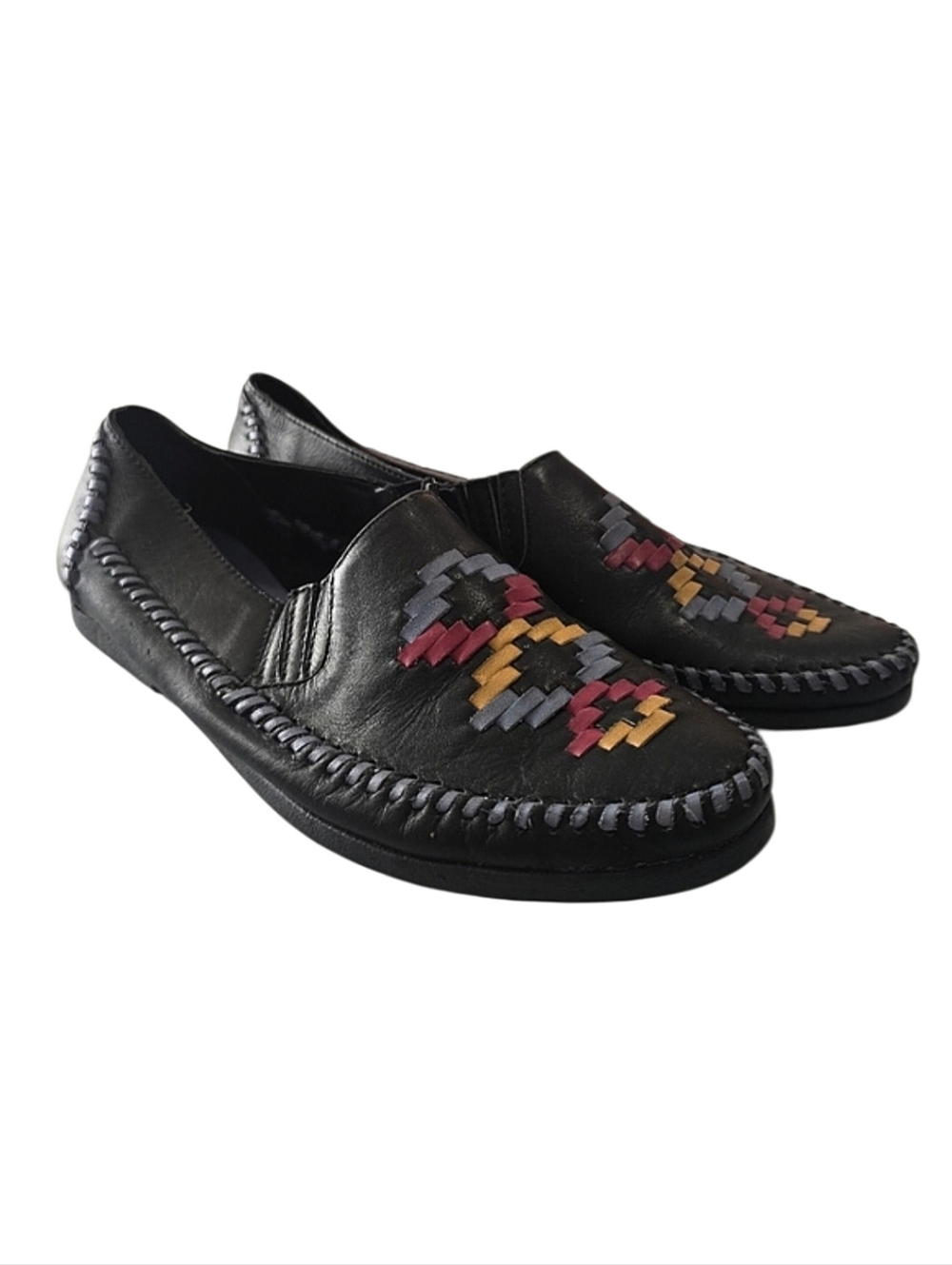 The Dingo‎ Moc Black Leather Loafers Women's 6 Southwestern